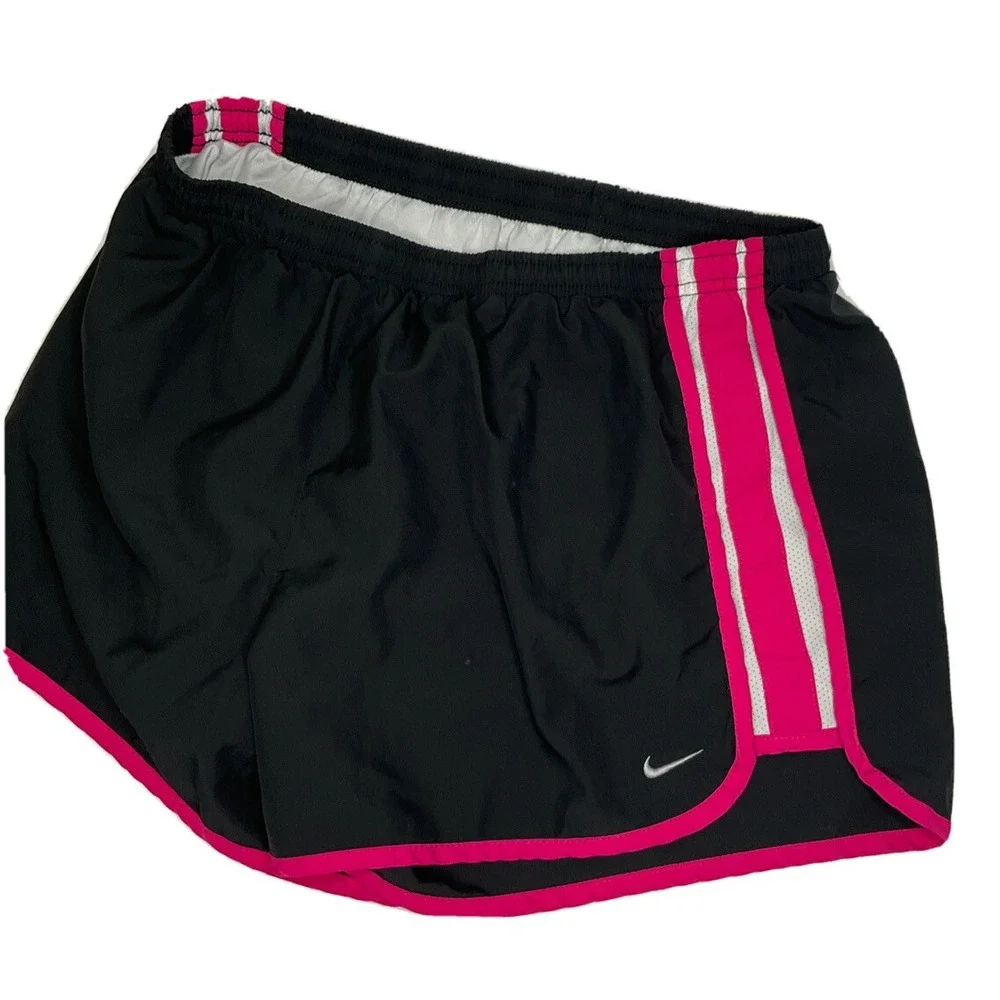 Nike Tempo Shorts Women Sz Large Running Athletic Fitness Lined Black Fuchsia
